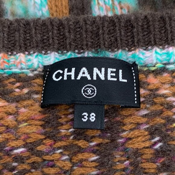 Chanel Multicolor Plaid Cashmere & Virgin Wool Camisole Tank Top Size 38 - Picture 6 of 9